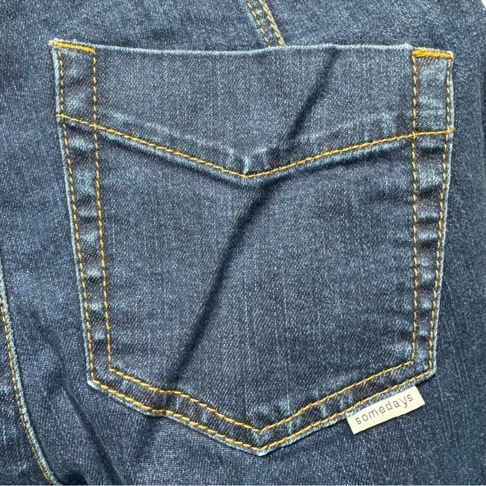 Some Days Lovin Orion High Waist Flare Jeans Fringed Dark Wash Tie Belt